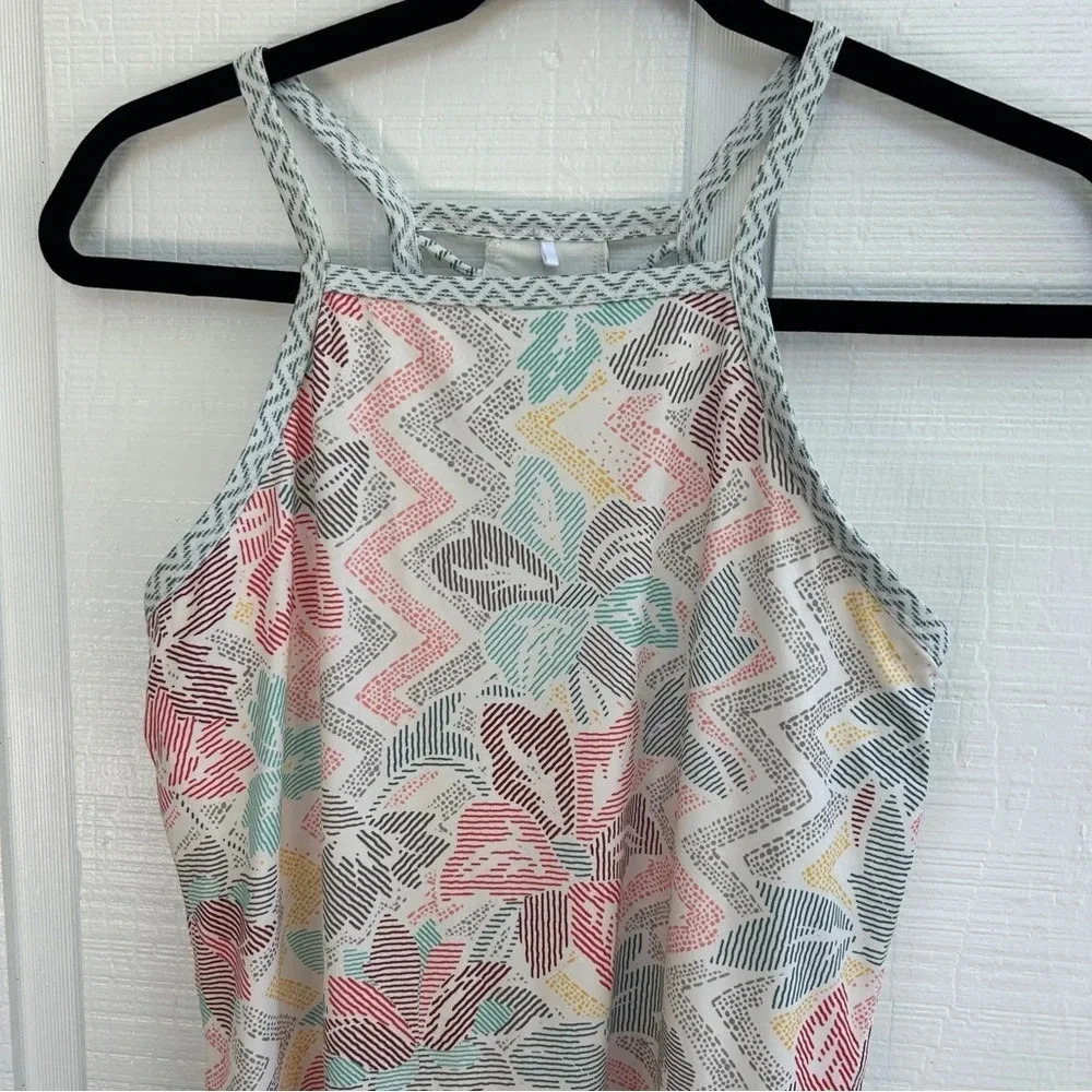PrAna Cream & Colorful Hawaiian Flower Print Athletic Performance Mini Dress XS - Picture 5 of 9